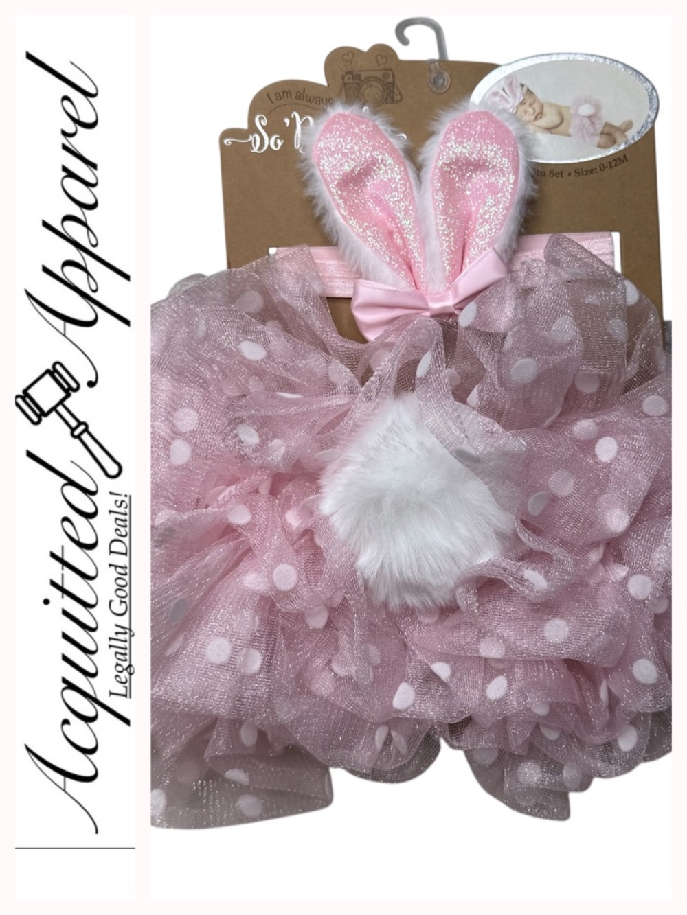 So Dorable Baby 2 Piece Polka Dot Tutu Bunny Glitter Ears